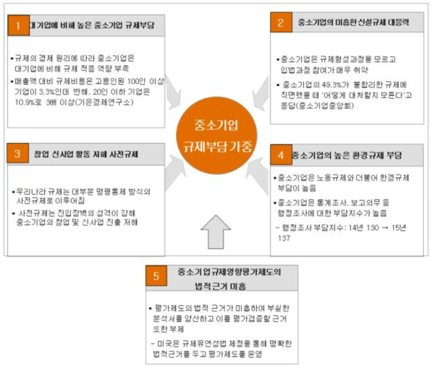 중소기업의 5대 규제부담 가중 요인