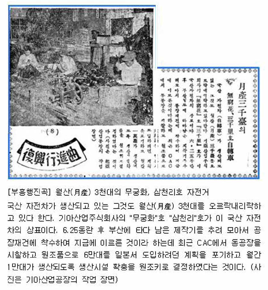 무궁화 자전거 관련 기사 (동아일보, 1953.1.28.)