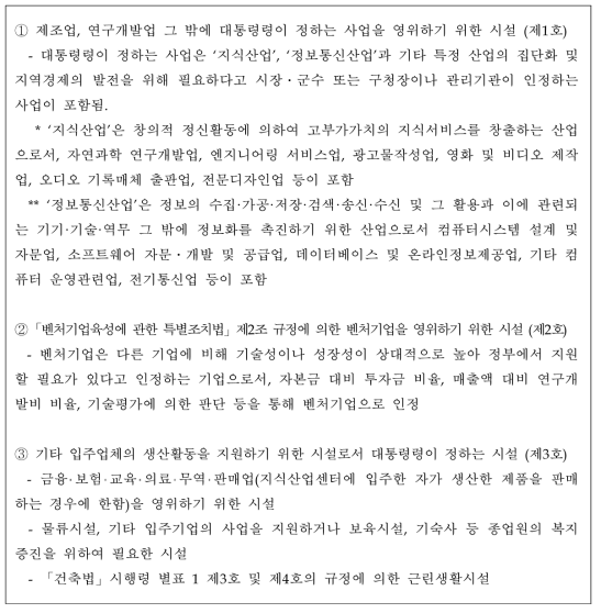 지식산업센터 입주자격 규정(산집법 제28조의 5)