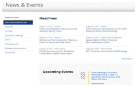 FCC New & Event 페이지 출처: FCC 공식 홈페이지(https://www.fcc.gov/)