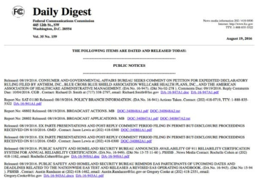 FCC Daily Digest 출처: FCC 공식 홈페이지(https://www.fcc.gov/)