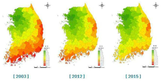 고속철도 개통 후 통행시간 변화(서울기점) (오재학 외, 2012)