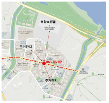 HN5 정거장과 복합쇼핑몰 위치도 출처 : 다음 지도 활용
