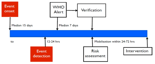 Response timeline depend on both national and global efforts, 출처 : IHR2005