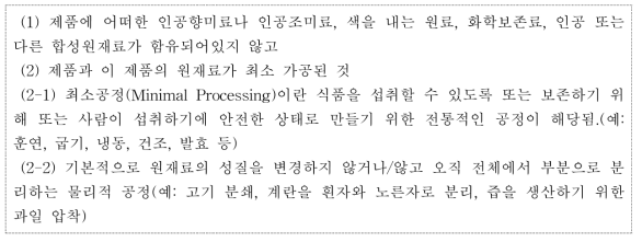 USDA FSIS의 “천연” 표시 관련 지침