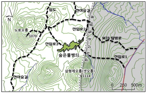 숨은물뱅듸 습지보호지역 진입로