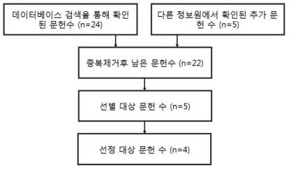 국외 패널조사와 TRISS 기반 예방가능한 외상사망률 평가의 비교를 위한 문헌 선정 흐름도