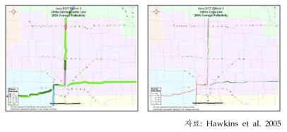 GIS 기반 차선 시인성 정보시스템 개발(아이오와 주, 2004)