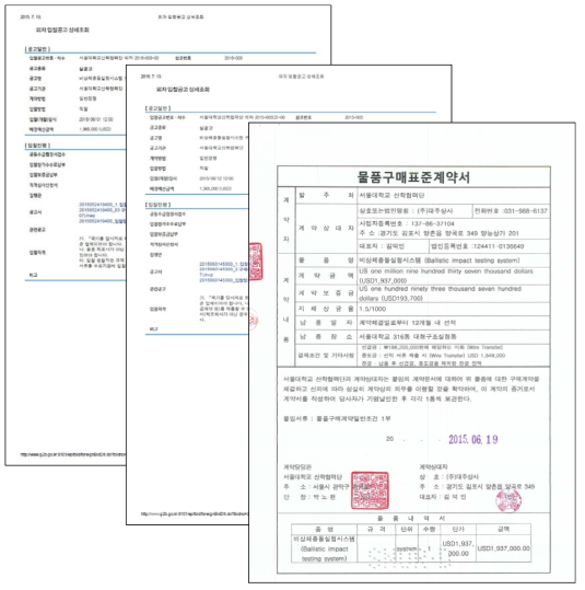 3종 가스건, 홉킨슨바 입찰공고서 및 계약서