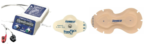 IOMED 회사 제품 (왼쪽, 디바이스와 전극; 오른쪽, 일체형)