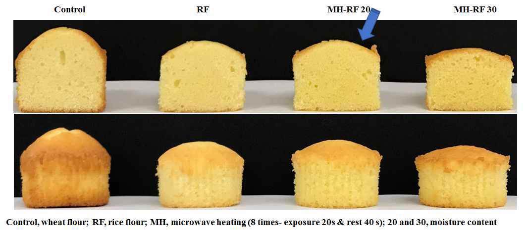 Microwave 처리 가루를 첨가한 글루텐-프리 머핀의 이미지
