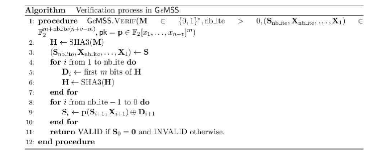 GeMSS 서명 확인 알고리즘