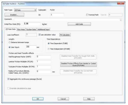 Input parameters for (S)Tube Data of the pipe modeling