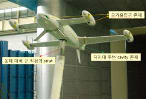 QTP 수직이착륙 무인기(1차 형상) 풍동시험모델