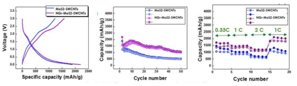 NGr-MoS2-SWCNT 다공체 기반 음극 활물질의 전기화학적 특성