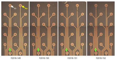 Cr 및 Au 전극 패터닝에 의한 전극 정렬문제