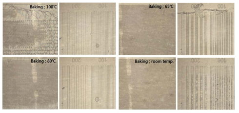 Prebaking 온도에 따른 Fluorolink 패턴