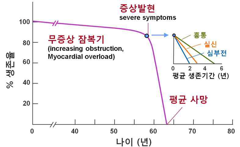 대동맥판 협착증 진행과 생존률