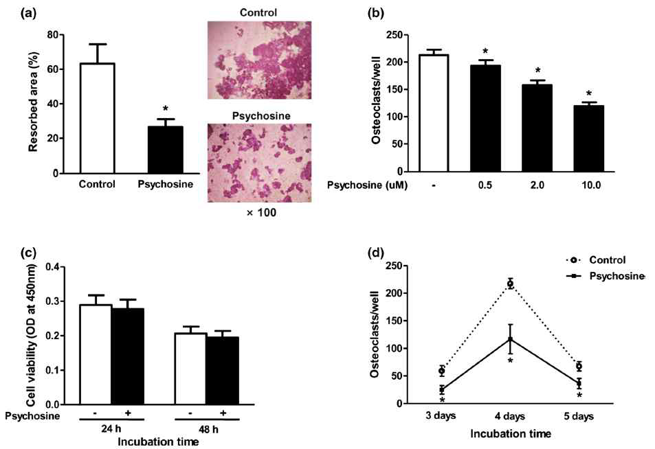 Psychosine의 in vitro 골흡수 및 파골세포분화에 대한 영향