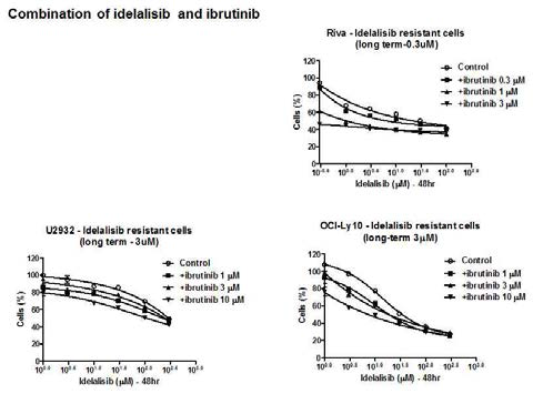 Idelaisib 과 ibrutinib 처리시 반응 관찰