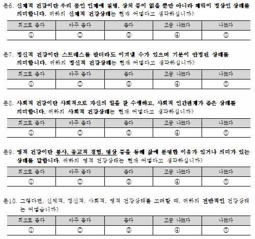 주관적 건강상태 평가 설문지