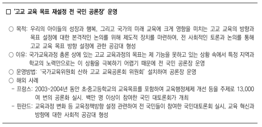 ‘고교 교육 목표 재설정 전 국민 공론장’ 운영 목적과 방법