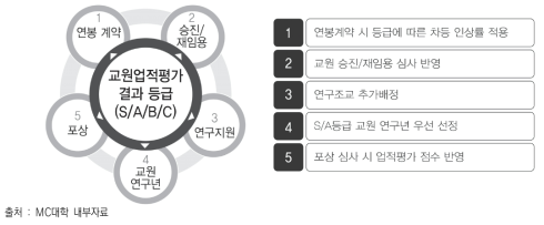 MC대학 교원업적평가의 결과 활용