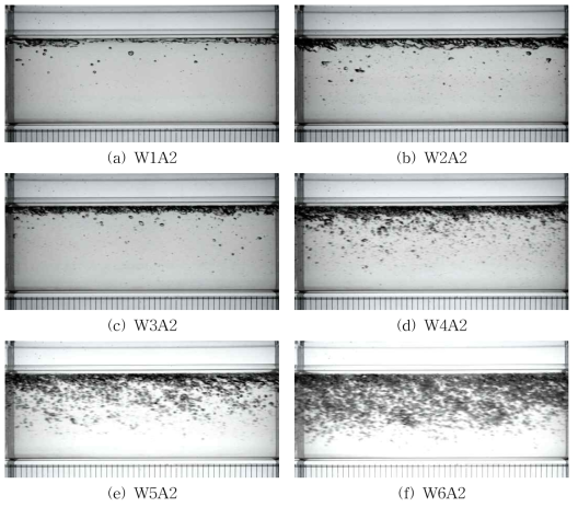 흐름 조건에 따른 기포 흐름 양상(A2)