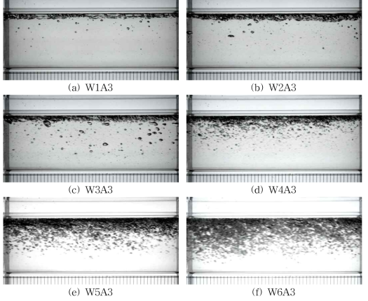 흐름 조건에 따른 기포 흐름 양상(A3)