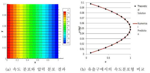 2차원 이상류 흐름 모형의 결과값 비교(Poiseuille Flow)