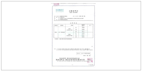 PHC-W 말뚝 이음부 강도 시험 성적서