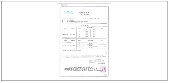 PHC-W 말뚝 B Type의 강도 시험 성적서