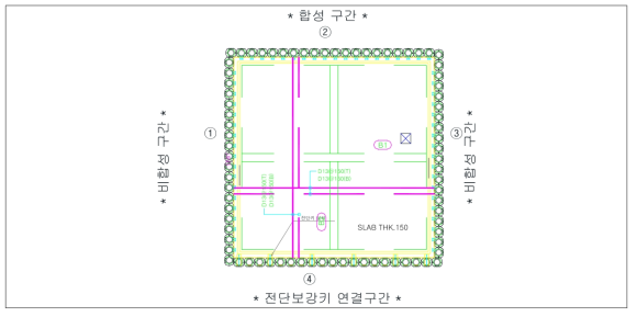 PHC-W 흙막이 겸용 건축영구벽체 테스트베드 평면도