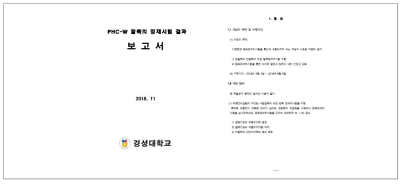 PHC-W 말뚝의 정재시험 보고서