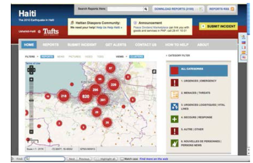 Ushahidi 플랫폼을 이용한 아이티 지진 위기관리 지도
