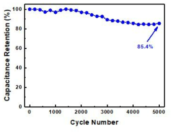 고점도 전극 잉크를 활용하여 제작한 소자의 장기 cycle test 결과