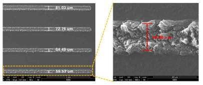 Femtosecond(fs)-laser-based 3차원 프린터 기반의 전극 프린팅 결과