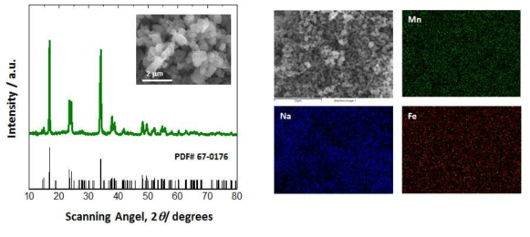 Na2Mn[FeCN6] 분말 구조 및 표면 분석 결과