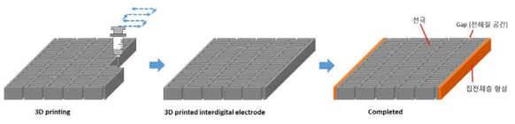 3차원 프린팅 기술을 이용한 전극 제작의 개념도