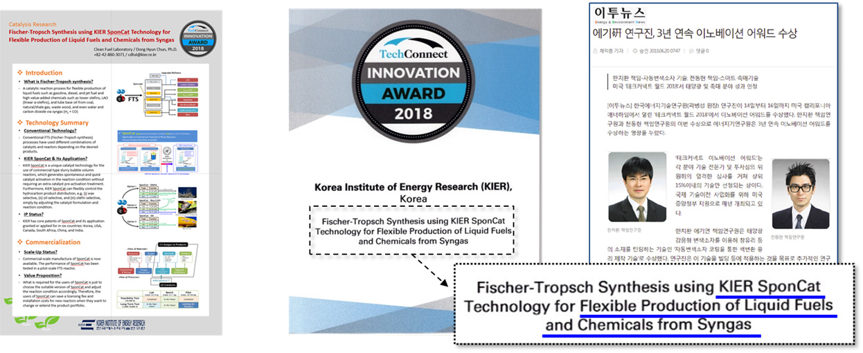 SponCat™ 기술의 TechConnect Innovation Award 수상 내역