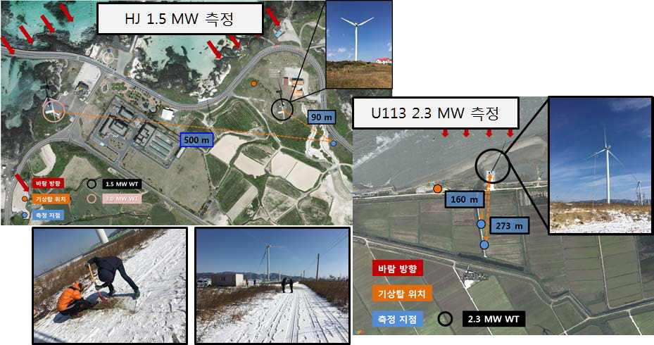 제주 월정 기지(한진 1.5MW, 좌), 전남 영광 (유니슨 2.3MW, 우)