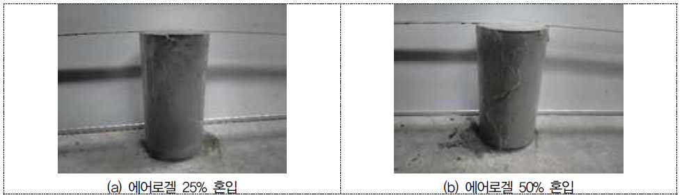에어로겔의 계면활성제로서 동물성 기포제를 활용한 경우의 기포콘크리트 침하 깊이