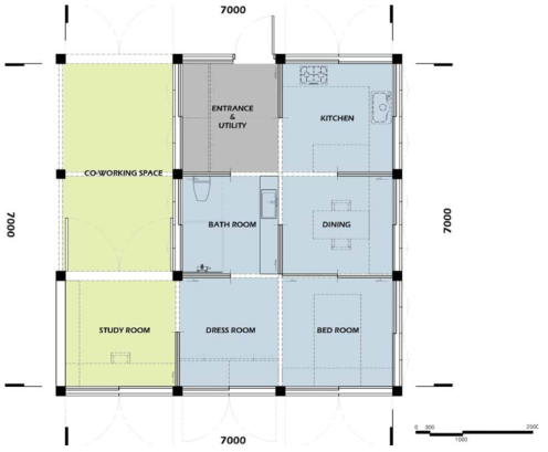 청년 1인가구를 위한 Co-Working House Floor Plan #.3 / 저작권(도형저작물)등록:C-2018-028396