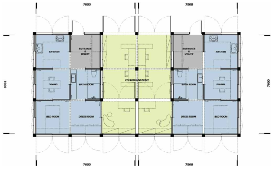 청년 1인 가구를 위한 Group Co-Working House Floor Plan #.4 / 저작권(도형저작물)등록:C-2018-028396