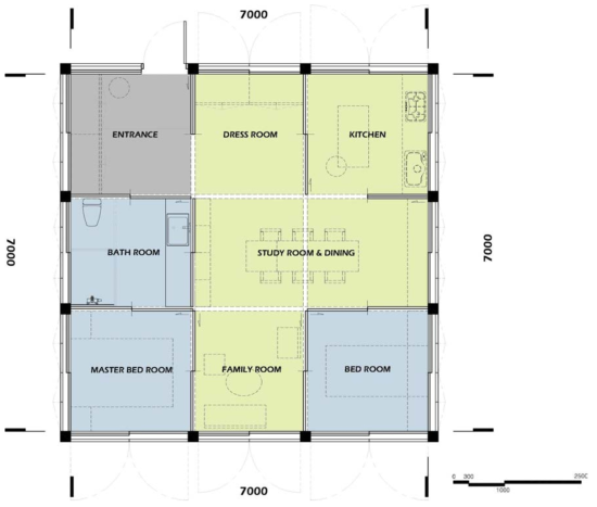 중년 1인 가구를 위한 Flexible-Making House Floor Plan #.2 / 저작권(도형저작물)등록:C-2018-028397