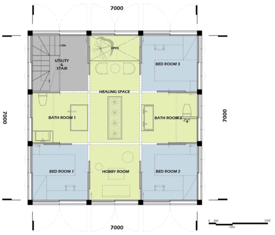 노년 1인 가구를 위한 Collective-Living House 2nd Floor Plan / 저작권(도형저작물)등록:C-2018-028398