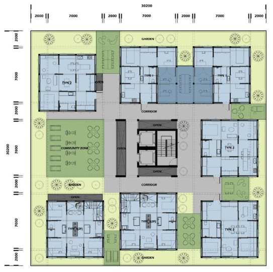 1인 가구를 위한 집합주거 주거층 Floor Plan – Type 4