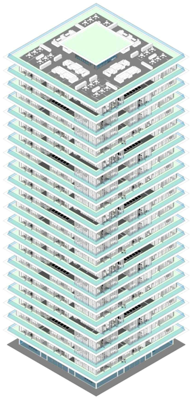 1인 주거공간모델 집합주거 BIM Modeling – 북서쪽 View