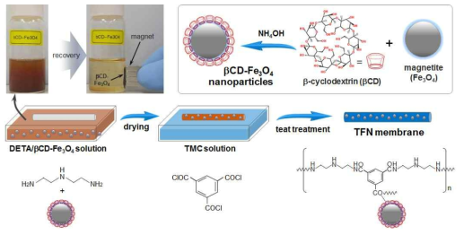사이클로덱스트린-마그네타이트 나노복합중공사막 제조 모식도