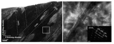 조형체(Front plane)의 투과전자현미경 이미지